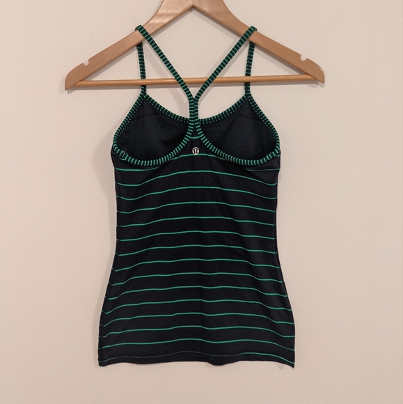 Lululemon Power Y Tank Luon Light Slalom Stripe Inkwell/Hyper Stripe Green 4 - Picture 15 of 16